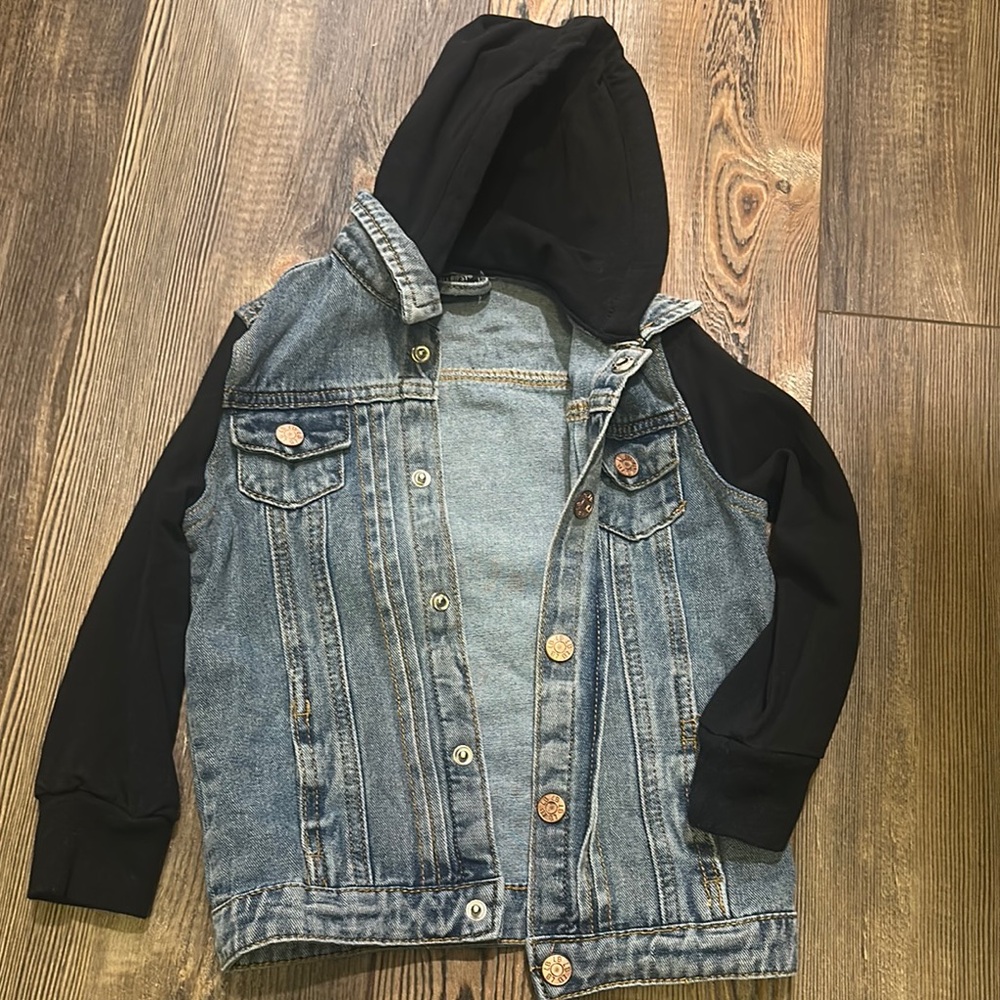 Little Bipsy Black and Denim Jean Jacket with Hood